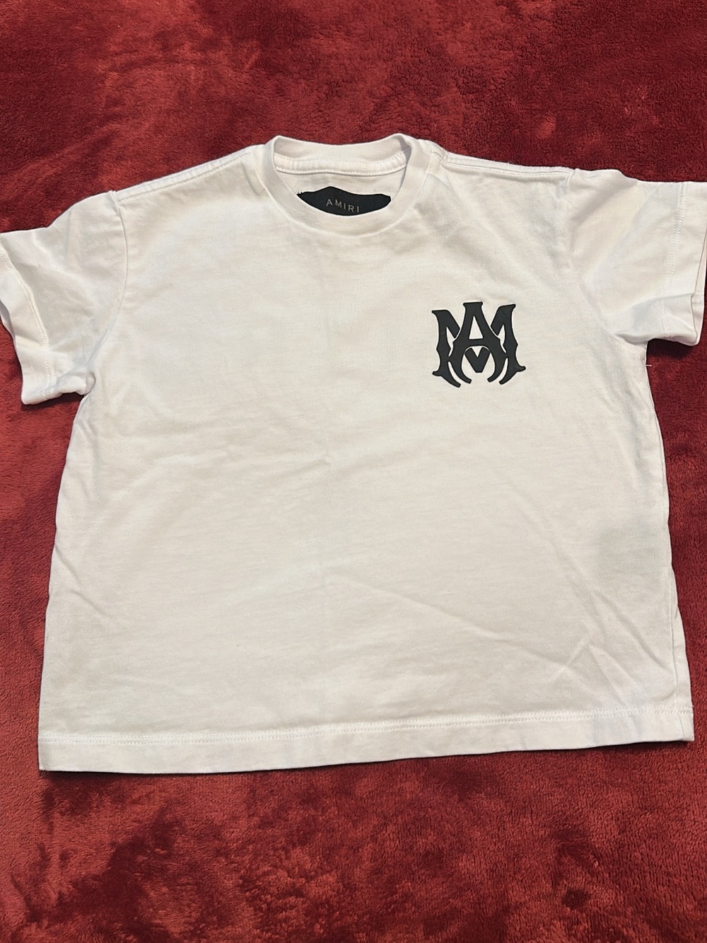 AMIRI White Tee with Black Logo Chest Emblem